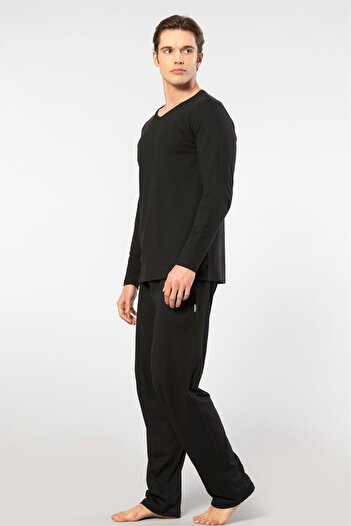 Cacharel Men's Long Sleeve Modal Pajama Set 2237/Black