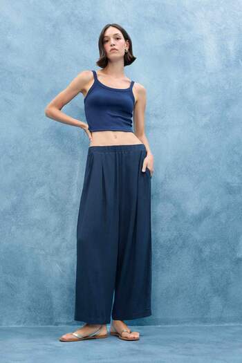 DeFacto Balloon Fit Double Pocket Regular Waist Crop Linen Blend Pants F9960Ax25Au