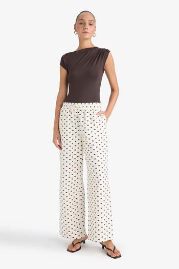 DeFacto Straight Fit Double Pocket High Waist Polka Dot Pants F9524Ax25Au