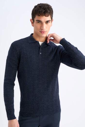 DeFacto Standard Fit Polo Neck Knitwear Sweater E6366Ax24Wn