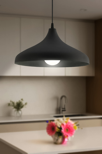LUMINZO Kaizer Siyah 36 Cm Modern Avize Sarkıt Rustik Mutfak Kuaför Cafe Lamba Dekoratif Aydınlatma