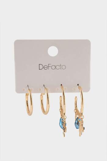 DeFacto Women's 2-Piece Gold Earrings F6634Axns