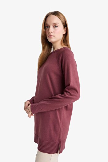 DeFacto Regular Fit Bisiklet Yaka Basic Düz Triko Kazak Tunik C4474AX25WN