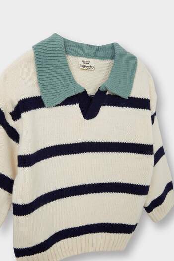 DeFacto Baby Boy Polo Neck Striped Knitwear Sweater C8879A525Au
