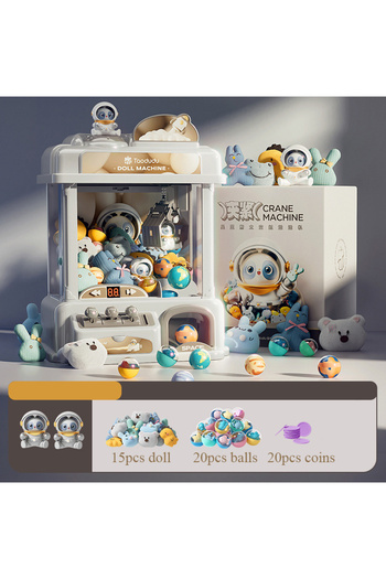 Choice 28.5x36.5x23 white Doll Machine Kids Coin Operated Play Game Mini Claw Catch Toy Crane Machines Musi