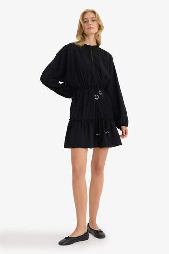 DeFacto Crew Neck Long Sleeve Mini Dress F9550Ax25Sm