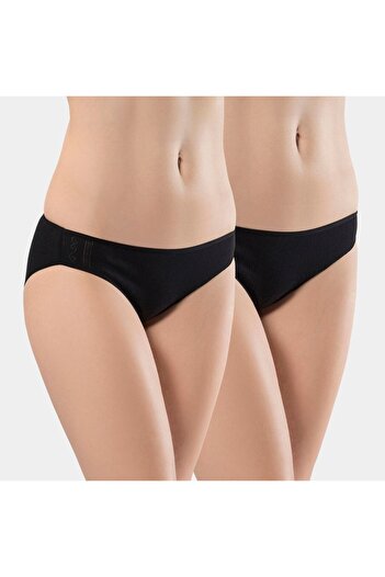 TÜREN Chiloți bikini din bumbac jacquard pentru femei, 2 bucăți 256/negru