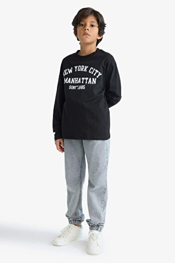 DeFacto Boy's Crew Neck Printed Long Sleeve T-Shirt E9514A825Au