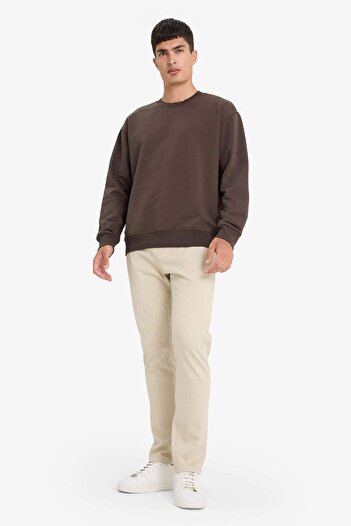 DeFacto Relax Fit Crew Neck Χοντρό Εσωτερικό Μαλακό Μαλλιά Basic Απλό Φούτερ T5139AZ25AU