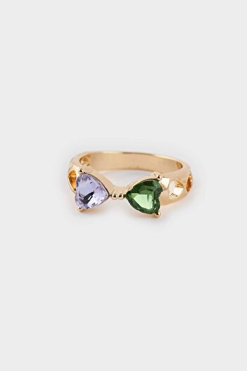DeFacto Women's 3-Piece Heart Detailed Gold Ring F6203Axns