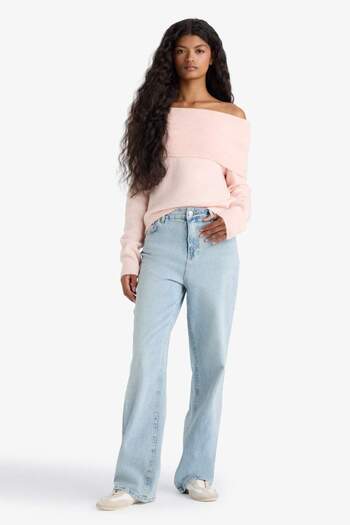 DeFacto Regular Fit Open Shoulder Knitwear Sweater F3029Ax25Wn