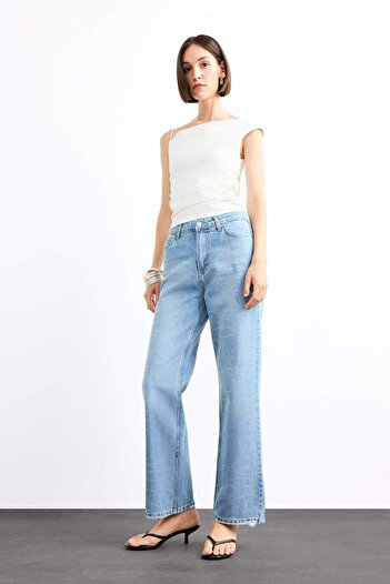 DeFacto Baggy Fit High Waist Straight Leg Jean Pants G0586Ax25Sm