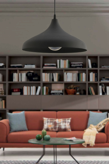 LUMINZO Kaizer Siyah 36 Cm Modern Avize Sarkıt Rustik Mutfak Kuaför Cafe Lamba Dekoratif Aydınlatma