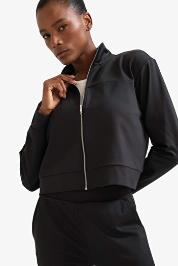 DeFacto Defactofit Standard Fit Stand Collar Stretch Fabric Inside Soft Fuzzy Zipper Sweatshirt E8981Ax25Au