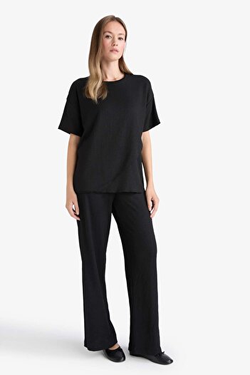 DeFacto Regular Fit Crew Neck Wrap Short Sleeve T-Shirt F6505Ax25Au