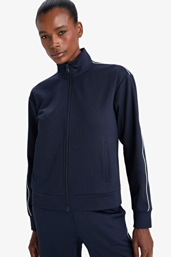 DeFacto Defactofit Slim Fit Slim Fit Stand Collar Inside Soft Fuzzy Zipper Cardigan F3844Ax25Au