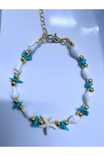 Arescollection Stylish Women's Bracelet with Sea Shell Turquoise Stone