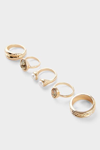 DeFacto Women's 5-Piece Gold Ring F6848Axns