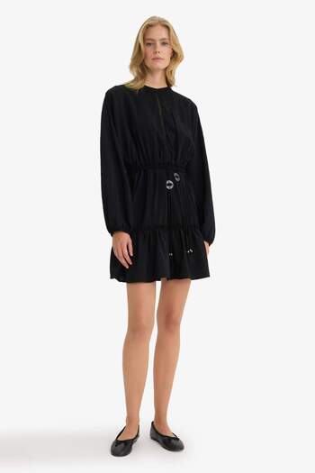 DeFacto Crew Neck Long Sleeve Mini Dress F9550Ax25Sm