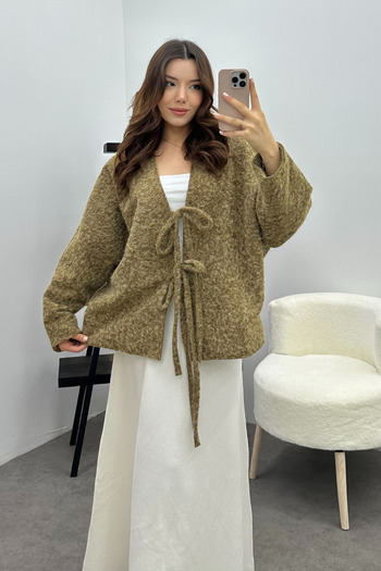 Bipantolon Women's Camel Lace Detailed Imported Cashmere Jacket