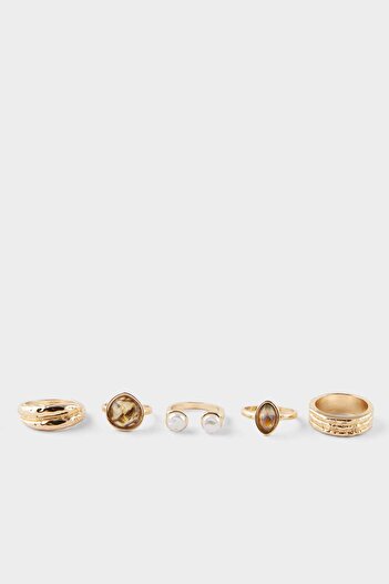 DeFacto Women's 5-Piece Gold Ring F6848Axns