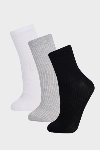 DeFacto Women's 3-Piece Cotton Socks F5600Axns