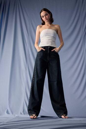DeFacto Afra X Baggy Fit High Waist Long Jean Washed Pants F7689Ax25Au