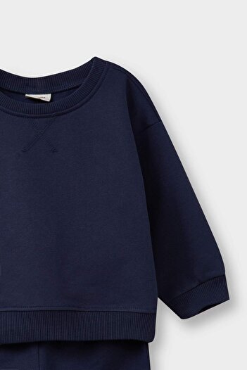 DeFacto Erkek Bebek 2'li Takım Basic Düz Sweatshirt Eşofman Altı E8434A525WN