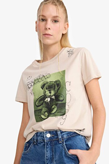 DeFacto Coool Regular Fit Crew Neck Printed Short Sleeve T-Shirtf8294Ax25Au