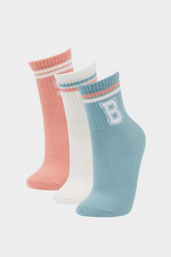 DeFacto Women's Comfortable Elastic 3-Piece Cotton Socks F5479Axns