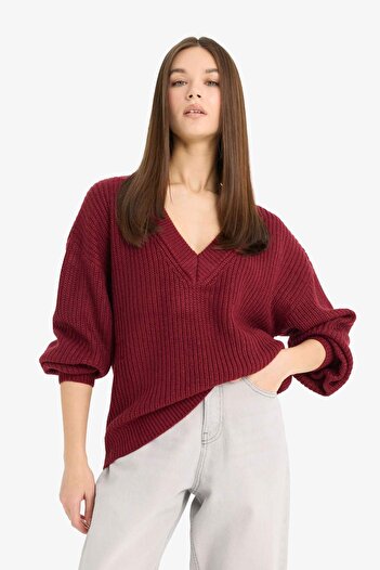 DeFacto Pulover oversize cu decolteu în V Z7135AZ25WN