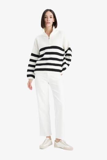 DeFacto Relax Fit Half Zipper Knitwear Sweater F3898Ax25Wn