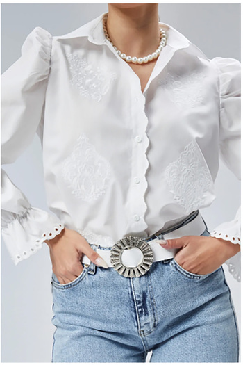 fumel women's clothing Cămașă vintage prințesă albă cu scoici de damă