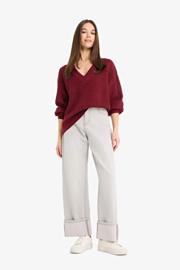 DeFacto Pulover oversize cu decolteu în V Z7135AZ25WN