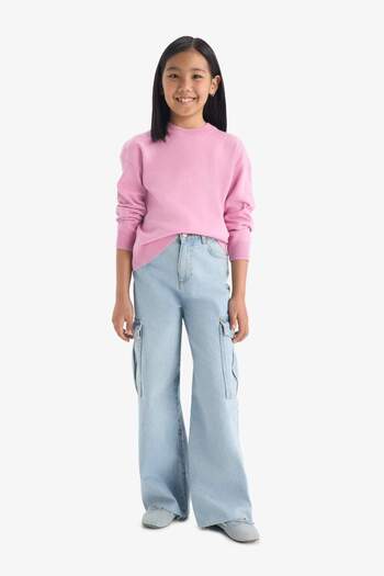 DeFacto Girls' Standard Fit Crew Neck Knitwear Sweater C6902A825Au