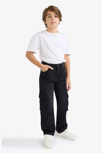 DeFacto Boy's Cargo Fit Straight Leg Jean Pants F0489A825Au