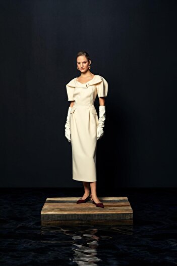 KAMEYA Dress with Draped Shoulder Detail