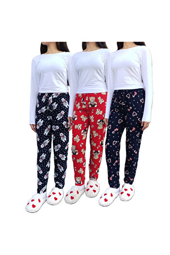 siyalife Pijamale de damă din piele intoarsa, cu textura moale, din 3 piese
