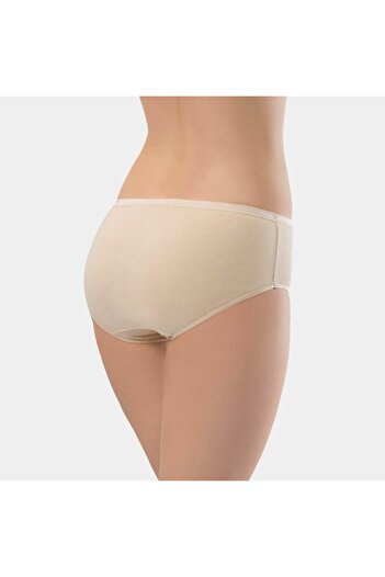 TÜREN Kadın Ribanalı Dikişsiz 2'li Pamuklu Bikini Külot 234/Ten