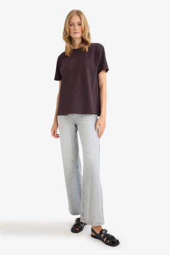 DeFacto Μπλουζάκι με κοντό μανίκι Regular Fit Crew Neck Basic Solid Premium F7105AX25AU