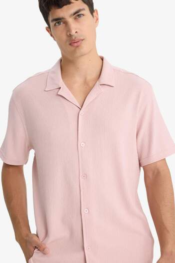 DeFacto Modern Fit Polo Yaka Penye Kısa Kollu Gömlek C4125AX25SM