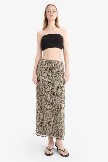 DeFacto Coool a Form Patterned Normal Waist Combed Cotton Lining Tulle Maxi Skirt D7077Ax25Au