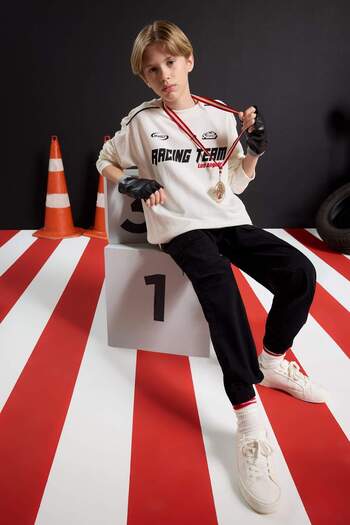 DeFacto Boy's Crew Neck Printed Sweatshirt F1963A825Au