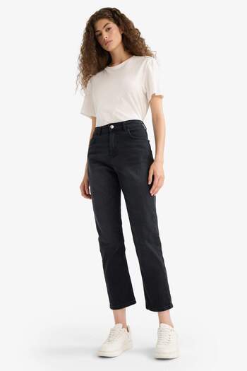 DeFacto Mary Vintage Straight Fit Black Women's Jean Pants E9819Ax/Nm40