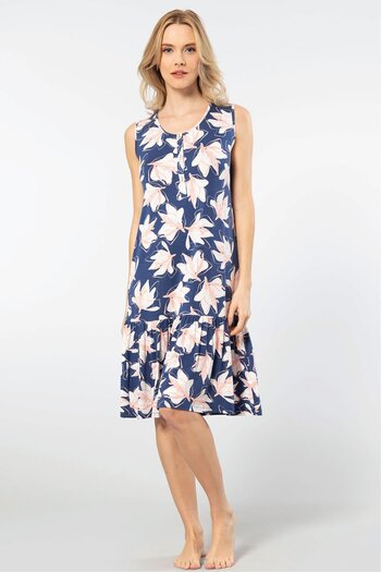 TÜREN Women's Strap Nightgown 3386/Navy Blue