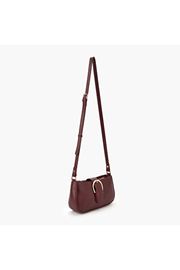 Flora Bella by Shoexpress Solid Crossbody Bag with Adjustable Strap and Flap Closure W 12.5 x H5.5 x D 24 cm