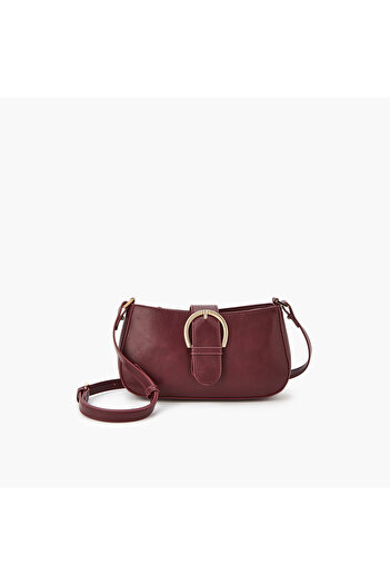 Flora Bella by Shoexpress Solid Crossbody Bag with Adjustable Strap and Flap Closure W 12.5 x H5.5 x D 24 cm