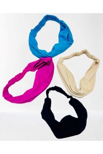 BERG - Colorful Combed Cotton 4 Pieces Elastic Cotton Patternless Parachute Bandana Combed Cotton Hair Band 3 Pieces