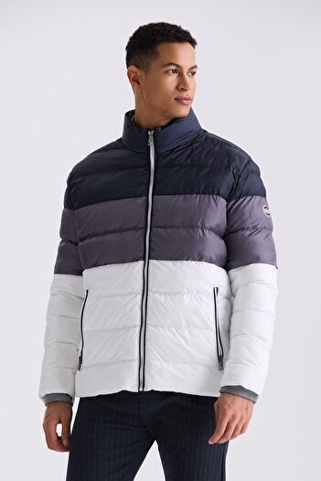 Jakamen Синій Slim Fit з прямим коміром Зимовий пуховик