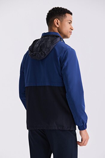 Jakamen Mavi Comfort Fit Hakim Yaka Mevsimlik Mont
